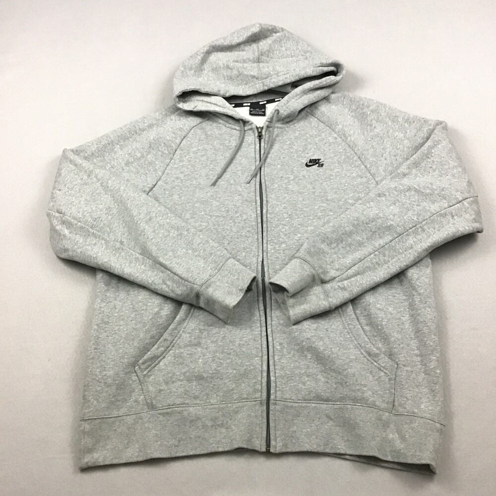 Nike SB Hoodie Men 2XL Gray Heather Full Zip Skateboarding Pockets XXL